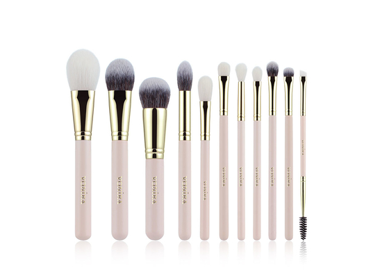 Vonira Brand New Basic 11 Pieces Makeup Brushes Collection Set de Brochas de Maquillaje chuyên nghiệp Màu vàng hồng khỏa thân