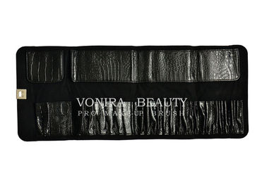 Vintage Leather Makeup Brush Roll Up Pouch Pen Pencil Case Túi đựng mỹ phẩm Đen