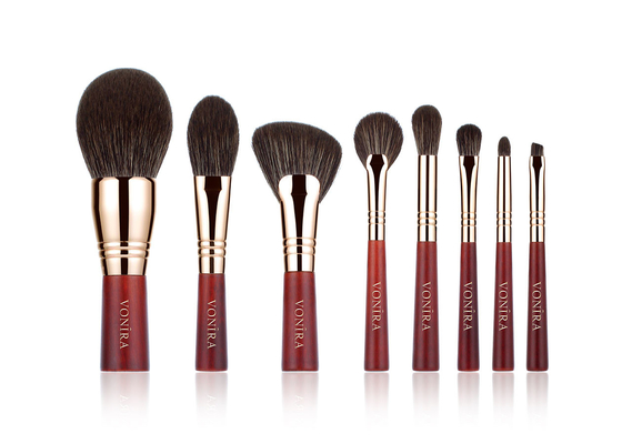 Vonira Beauty Red Màu hồng hồng Essential Travel Brush Set 100% Vegan Cruelty Free 8 Piece Mini Face Eye Makeup Brush Kit