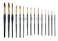 Tuyệt vời Thiên nhiên thuần túy Kolinsky Round Nail Art Brush Với Vàng Ferrule và Tay cầm màu đen 15 CÁI