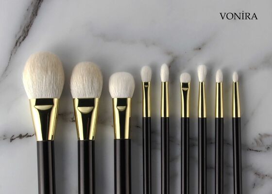Vonira Custom Wholesale Natural White Goat Hair Flat Dark Brown Handle Large Makeup Powder Brush (Máy sơn bột lớn)