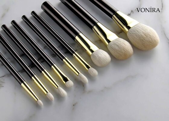 Vonira Custom Wholesale Natural White Goat Hair Flat Dark Brown Handle Large Makeup Powder Brush (Máy sơn bột lớn)