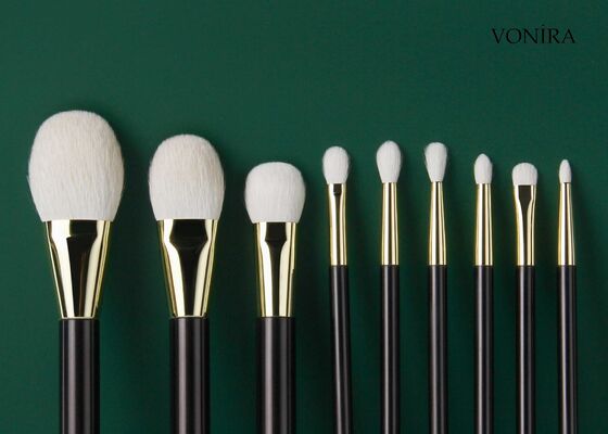 Vonira Custom Wholesale Natural White Goat Hair Flat Dark Brown Handle Large Makeup Powder Brush (Máy sơn bột lớn)