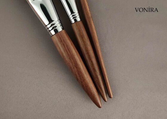 Vonira Custom Wholesale Natural White Goat Hair Brown Ebony Handle Makeup Chiếc bàn chải pha trộn mắt nhỏ