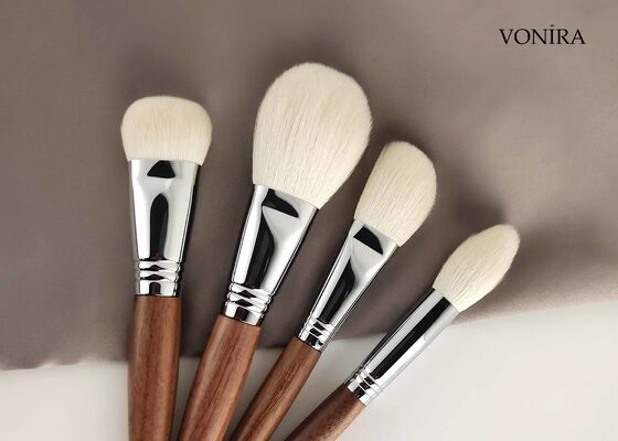 Vonira Custom Wholesale Natural White Goat Hair Brown Ebony Handle Face Makeup Foundation Brush (Máy chải trang điểm mặt)