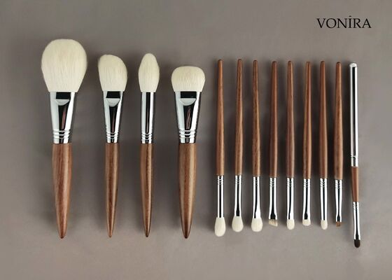 Vonira Custom Wholesale Natural White Goat Hair Brown Ebony Handle Face Makeup Foundation Brush (Máy chải trang điểm mặt)