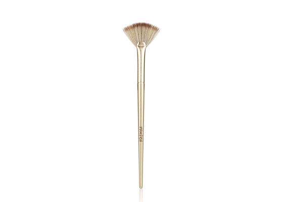 Vonira Studio làm đẹp trang điểm mỹ phẩm Highlighter Fan Brush Với vàng nhôm Ferrule Birch tay cầm gỗ